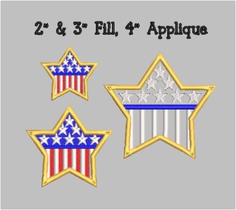 American Flag Star Embroidery Design