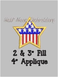 American Flag Star Embroidery Design