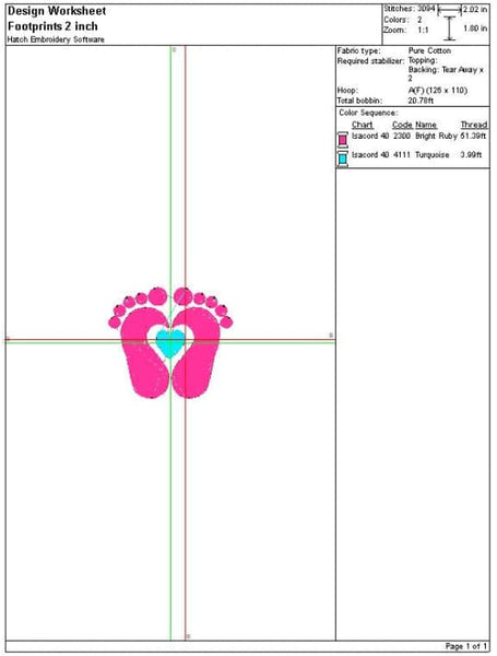 Baby Footprints Embroidery Design