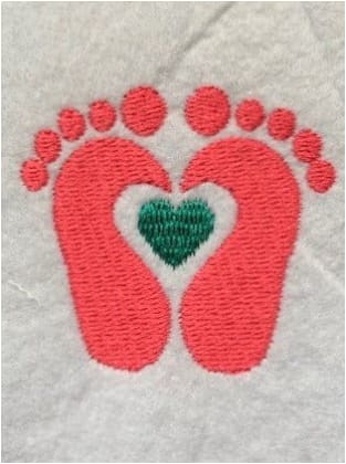 Footprints with Heart Embroidery Design