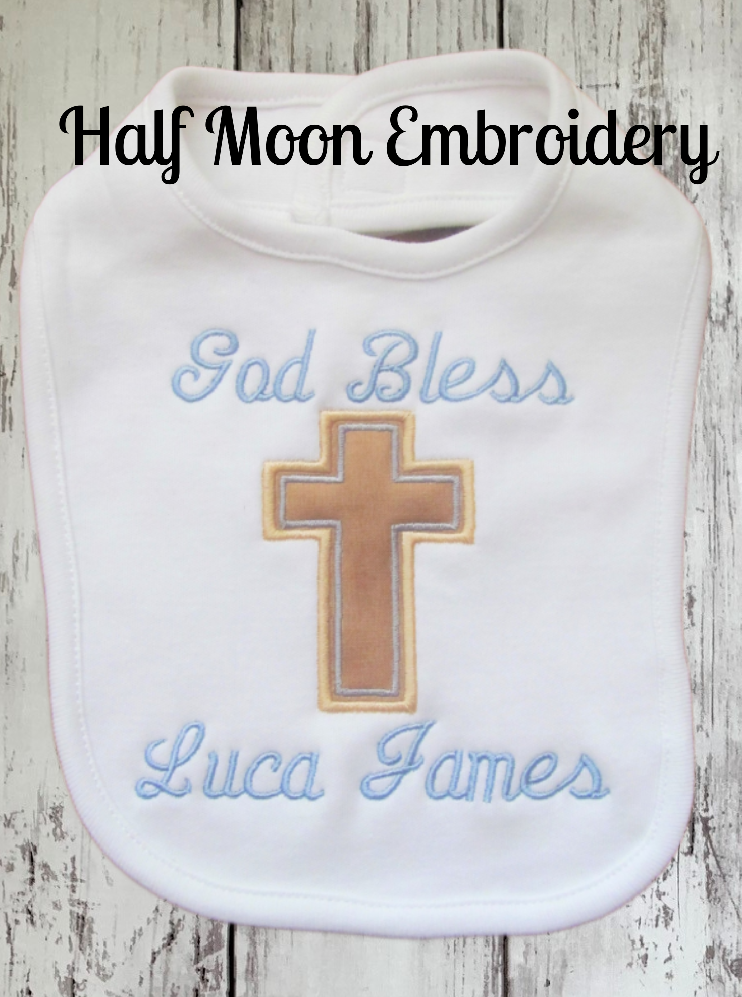 Personalized baptism hot sale bib