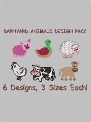 Barn Yard Animals Embroidery Design Pack
