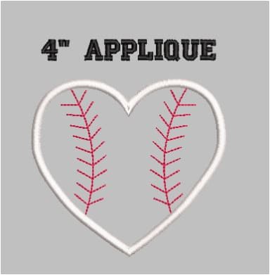 Baseball Heart Applique Embroidery Design