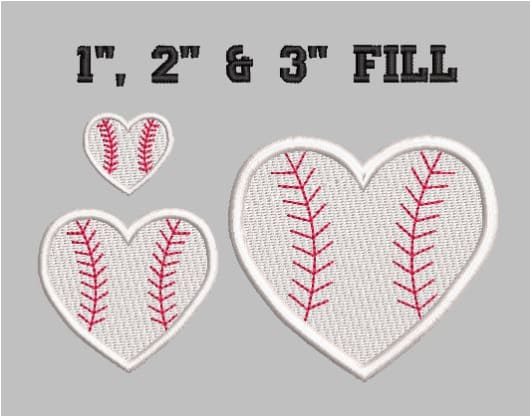 Baseball Heart Fill Embroidery Design