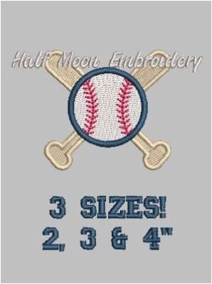 Baseball with Bats Embroidery Design
