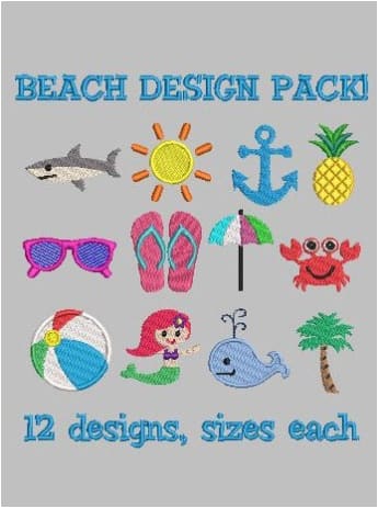 Beach Embroidery Design Pack