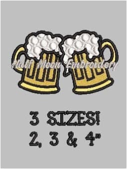 Beer Mugs Embroidery Design