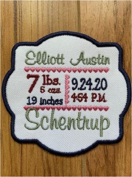 Personalized Baby Birth Announcement Patch freeshipping - Half Moon Embroidery