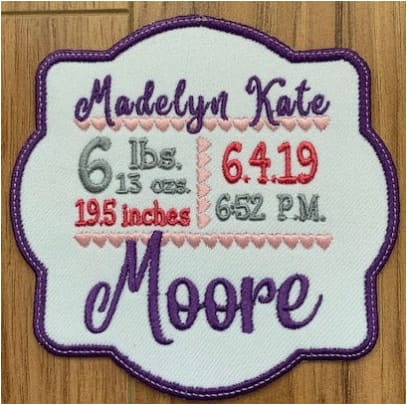 Personalized Birth Announcement Patch