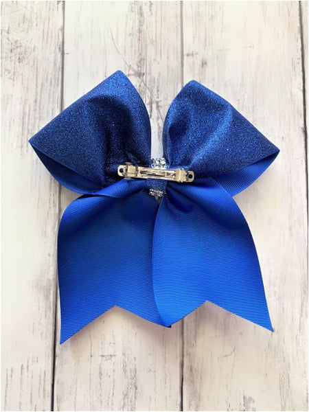 Black Glitter Cheer Bow - French Barrette