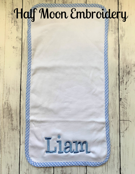 Blue Gingham Baby Burp Cloth