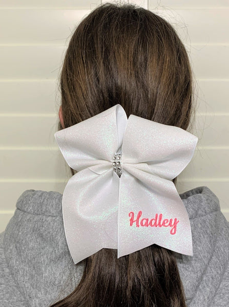 Personalized Glitter Cheer Bow