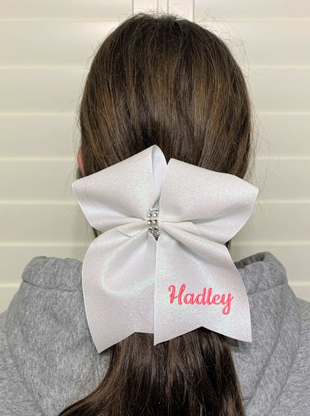 Personalized Glitter Cheer Bow