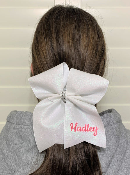 Personalized Glitter Cheer Bow