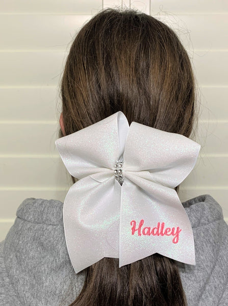 Personalized Glitter Cheer Bow