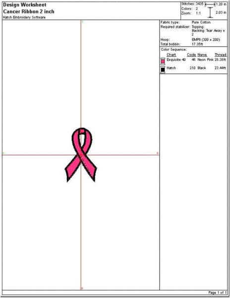 Cancer Ribbon Embroidery Design