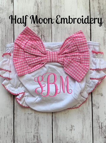 Pink Gingham Baby Girl Diaper Cover