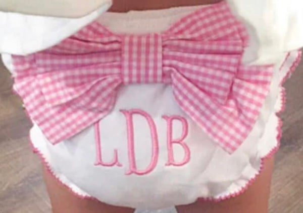 Pink Gingham Baby Girl Diaper Cover