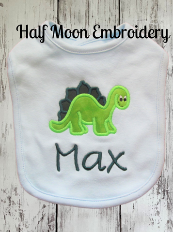 Personalized baby dinosaur bib