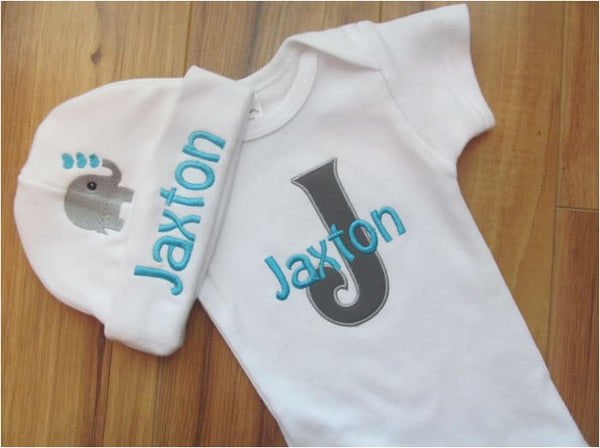 Personalized Elephant Newborn Clothing Set