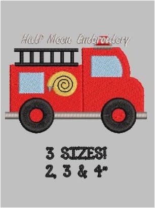 Fire Truck Embroidery Design freeshipping - Half Moon Embroidery