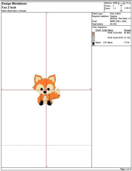 Fox Embroidery Design Color Chart