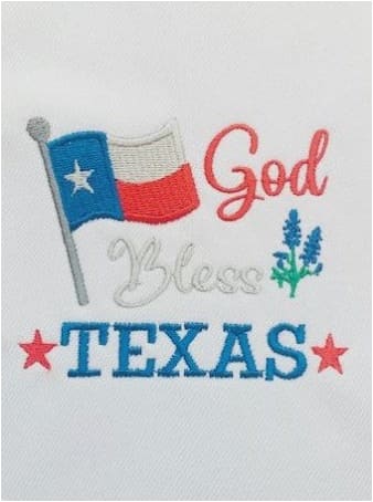 God Bless Texas Embroidery Design