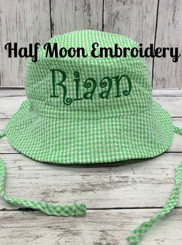 Personalized Green Gingham Bucket Hat