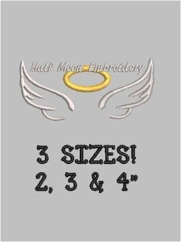 Halo and Angel Wings Embroidery Design freeshipping - Half Moon Embroidery
