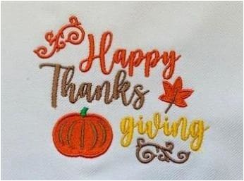 Happy Thanksgiving Embroidery Design freeshipping - Half Moon Embroidery