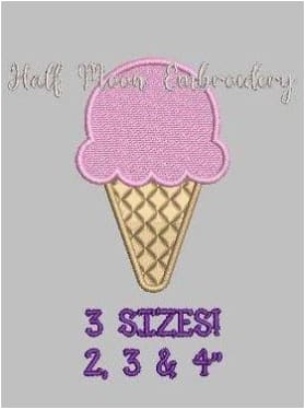 Ice Cream Cone Embroidery Design