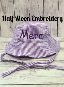 Personalized lavender stripe bucket hat