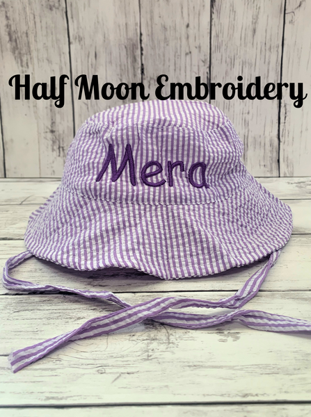 Personalized lavender stripe bucket hat