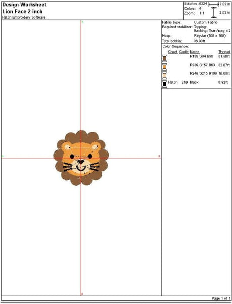 Lion Face Embroidery Design