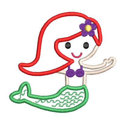 Mermaid Applique Embroidery Design