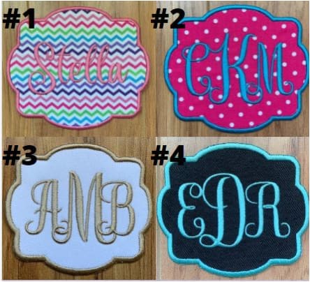 Custom Embroidered Name Initial Monogram Patch With Hook and 