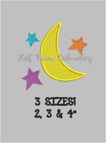 Moon and Stars Embroidery Design