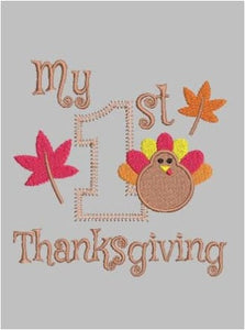 My First Thanksgiving Embroidery Design