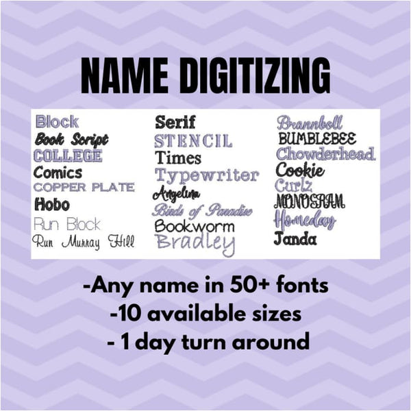 Custom Name Digitizing for Embroidery