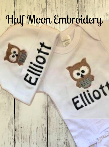 Personalized Owl Newborn Clothing Set