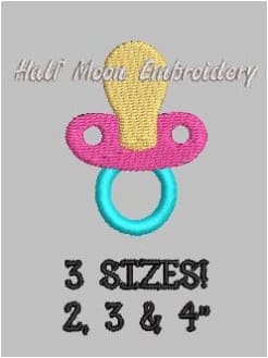 Pacifier Embroidery Design