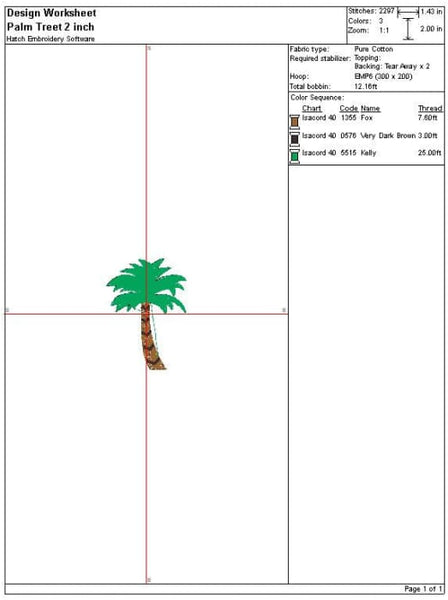 Palm Tree Embroidery Design