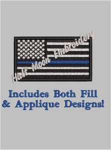 Police Flag Applique Embroidery Design