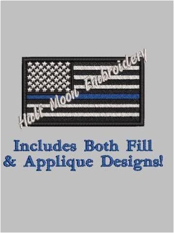 Police Flag Applique Embroidery Design