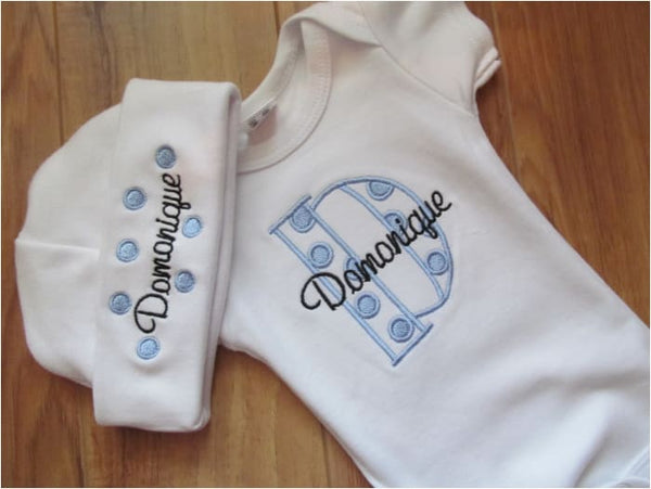 Personalized Polka Dot Newborn Clothing Set