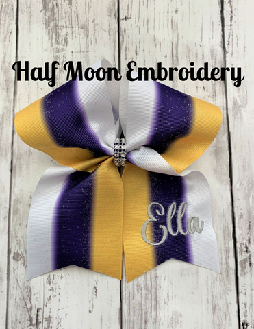 Purple Gold White Cheer Bow