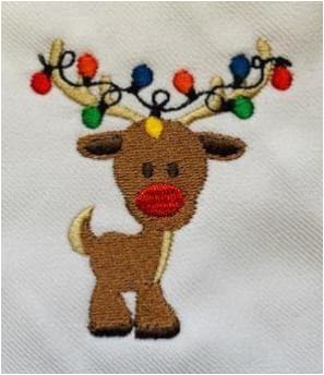 Reindeer with Lights Embroidery Design