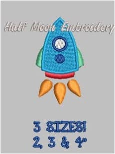 Rocket Ship Embroidery Design