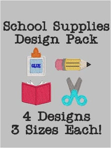 School Supplies Embroidery Design Pack