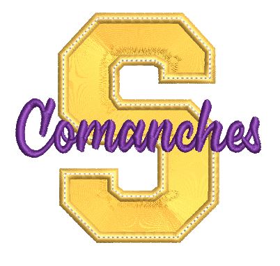 Shiner Comanche Cheer Uniform - Purple, Gold & White